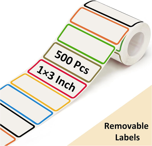 500 Pcs 1×3 Inch Removable Freezer Labels, Waterproof, Oil & Tear Resistant, No Residue Writable Stickers for Food Containers, Jars, Pantry and Meal Prep (Bright-Blank)