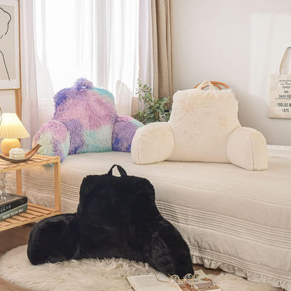 A Nice Night Ivory Reading Pillow, 18.5" Bed Wedge Pillows with Arms