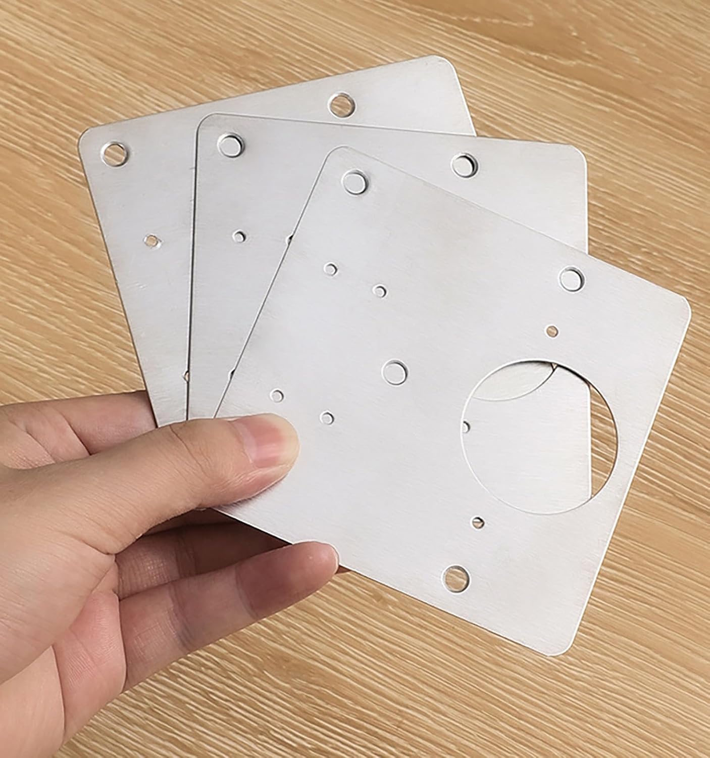 8 Pcs Hinge Repair Plate, 3.5 Inch x 3.5 Inch Stainless Steel Cabinet Door Panel Reinforcement Plate for Installation and Repair of Hinges (8)