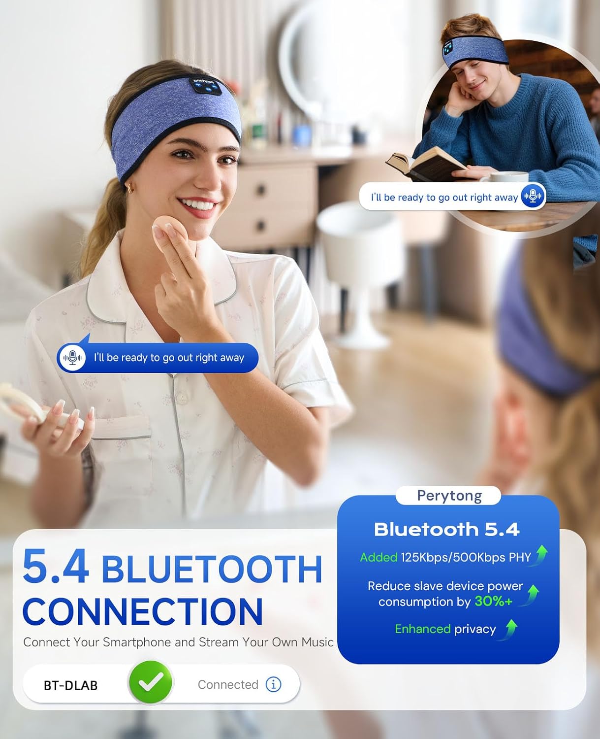 Sleep Headphones | Bluetooth 5.4 Headband | Wireless Earbuds Earphones Sweat Resistant with Ultra-Thin HD Stereo Speaker, Headphone Band for Side Sleepers Workout Running Tech Gadgets Unique Gifts