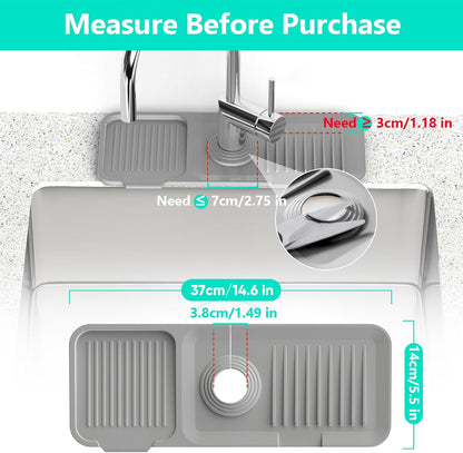 24 Inch Longer Faucet Mat for Kitchen Sink [5° Slope Fast Self-draining]Bathroom Kitchen Sink Splash Guard Silicone Sinks Faucet Mat Splash Guard for Kitchens Sinks Area Tidy Splashs Draining Mats