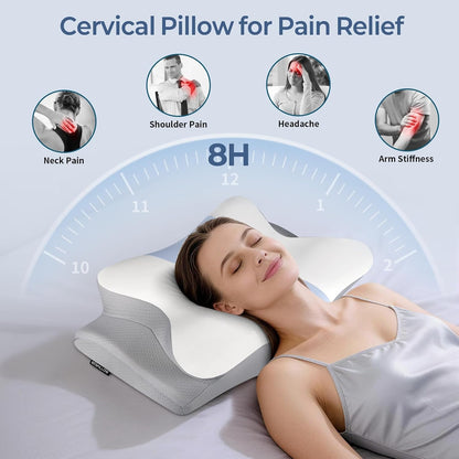Cervical Pillow for Neck Pain Relief, Ergonomic Neck Pillow for Sleeping | Cooling Memory Foam Pillows for Neck Support,Orthopedic Contour Bed Pillow for Side Back Stomach Sleepers