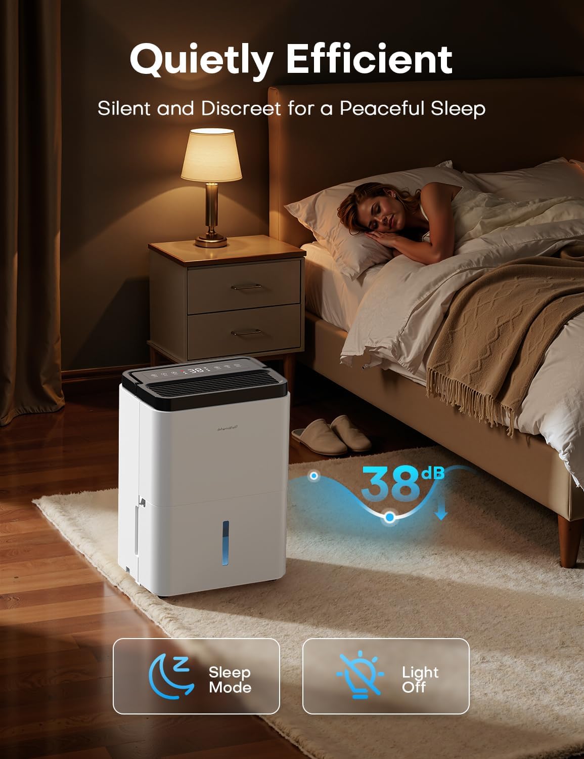 Small Dehumidifier,35OZ,25dB Quiet for Bedroom Bathroom Closet | 350 Sq.Ft, Energy Saving, Auto Defrost, Auto Shut-off, Colorful lights, for Wardrobe Office & RV, White