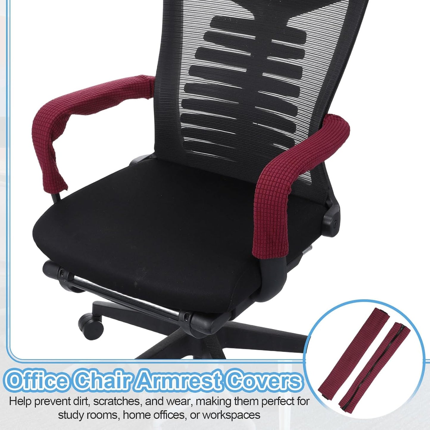 PATIKIL 22x4.3 in Office Chair Armrest Covers, 1 Pair Office Chair Arm Covers Long Computer Chairs Arm Rest Cover with Zipper Removable Rest Slipcover Hand Rest Protector, Black