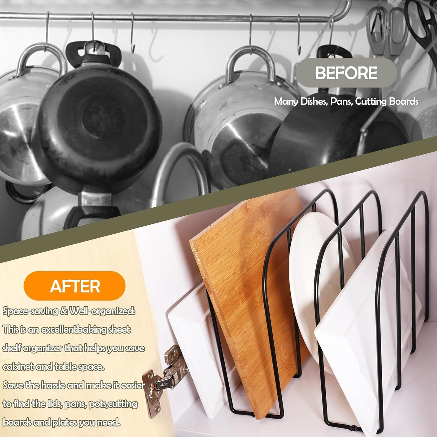 WANGDEFA 2 Pack Base Cabinet Tray Dividers 11.8 * 9 * 3inch Baking Sheet Organizer Rack Cookie Sheet Organizer Narrow U-shaped Wire Tray Divider Steel Cookware Holder with 3 Slots for Narrow cabinet