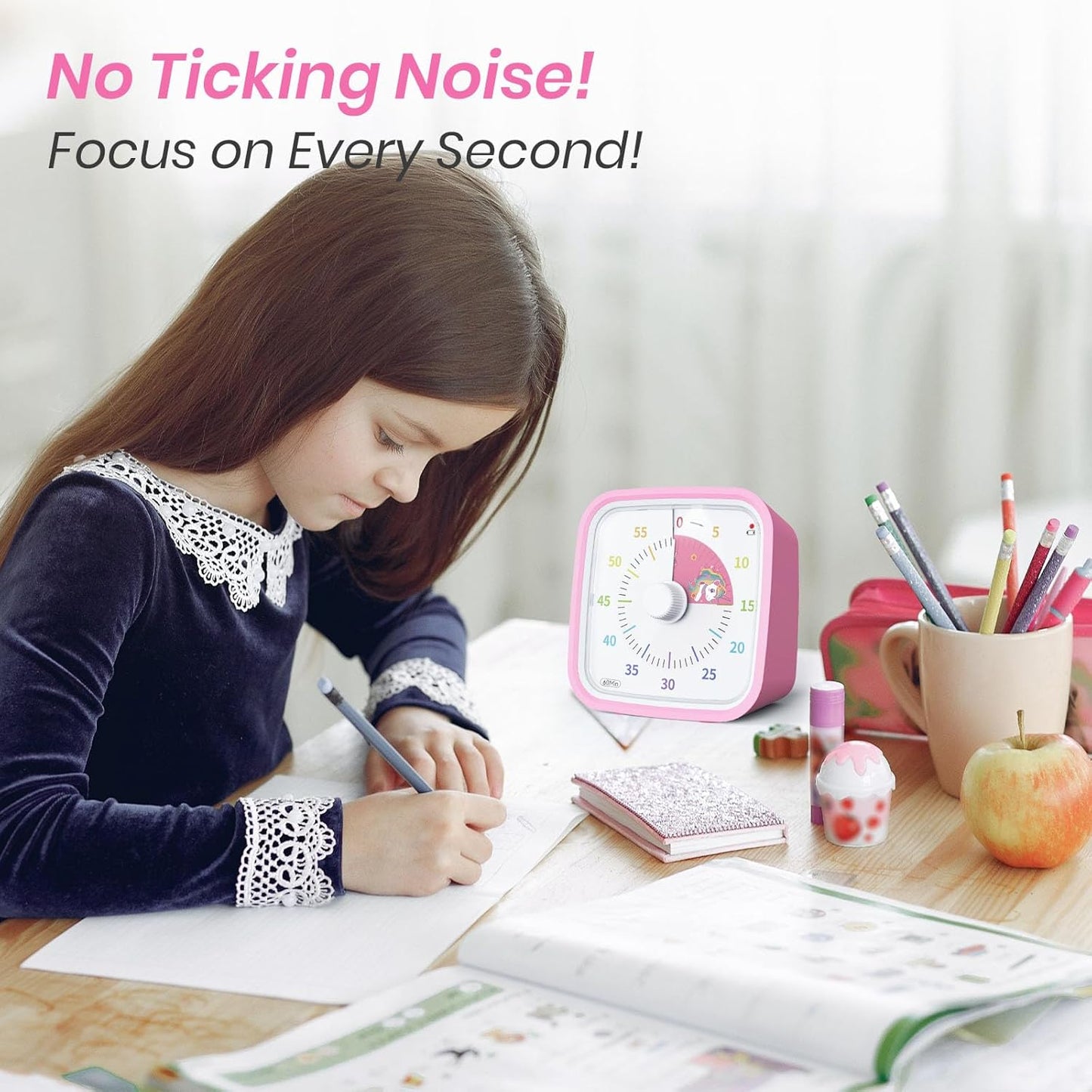 Yunbaoit Rainbow Visual Timer for Kids, 60-min Countdown Timer, Blue | Protective Case, No Ticking, Mute and Ringing Alarm Available, Time Management Tool, Low Power Reminder, for Study,Game,Work