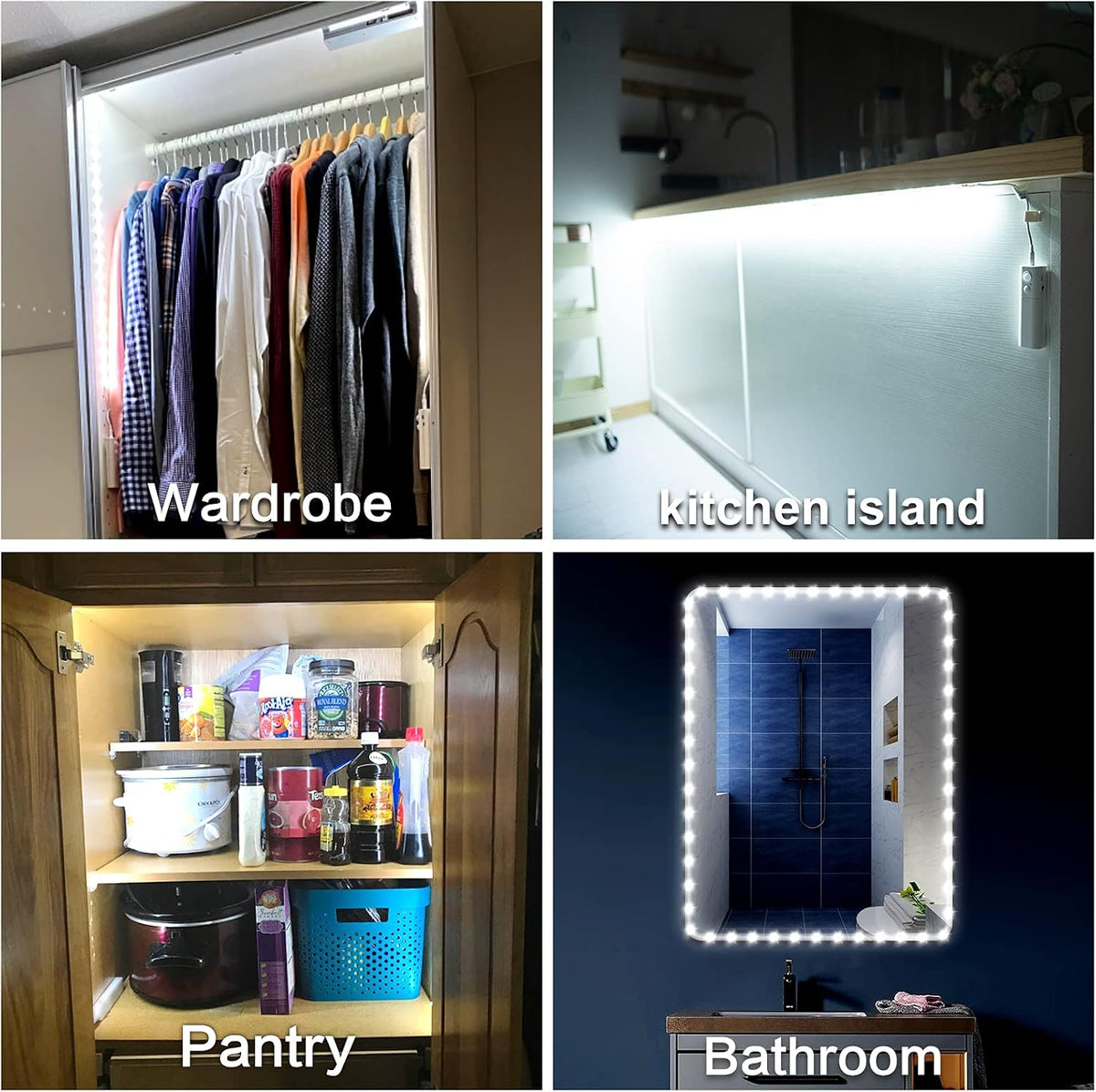 WOBANE Motion Sensor Stair Strip Lights,Rechargeable LED Closet Light,White
