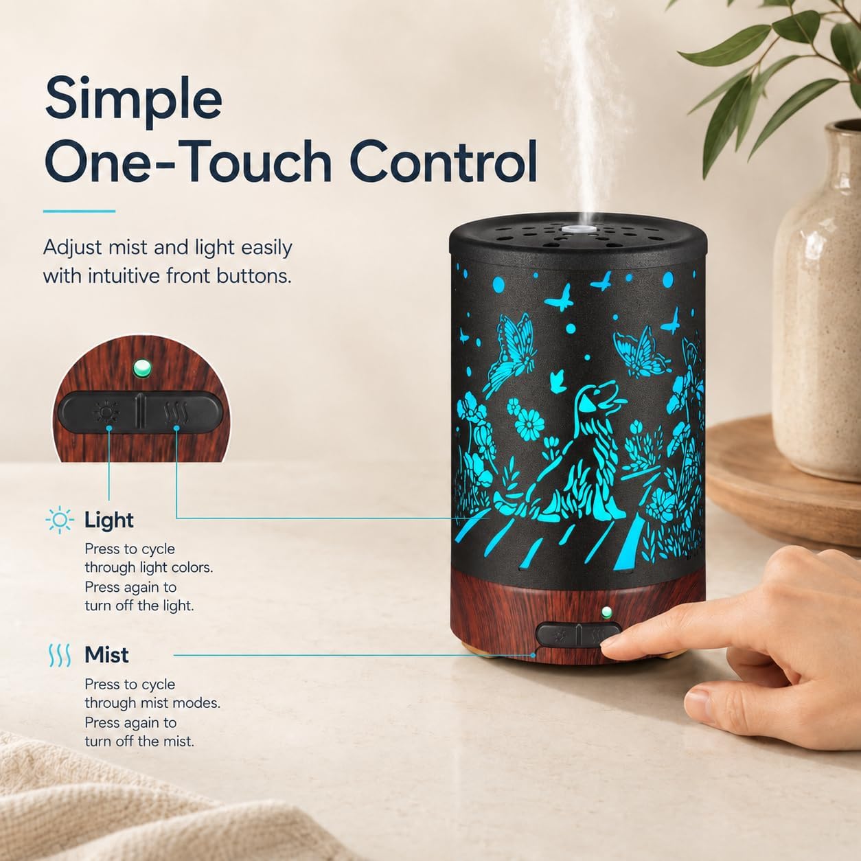 Tree Essential Oils Diffuser for Home 150ML Aromatherapy Diffuser | Birthday Gifts for Women mom,Metal Cool Mist Humidifier with 7 Colors Lights Waterless Auto Off Air Diffusers