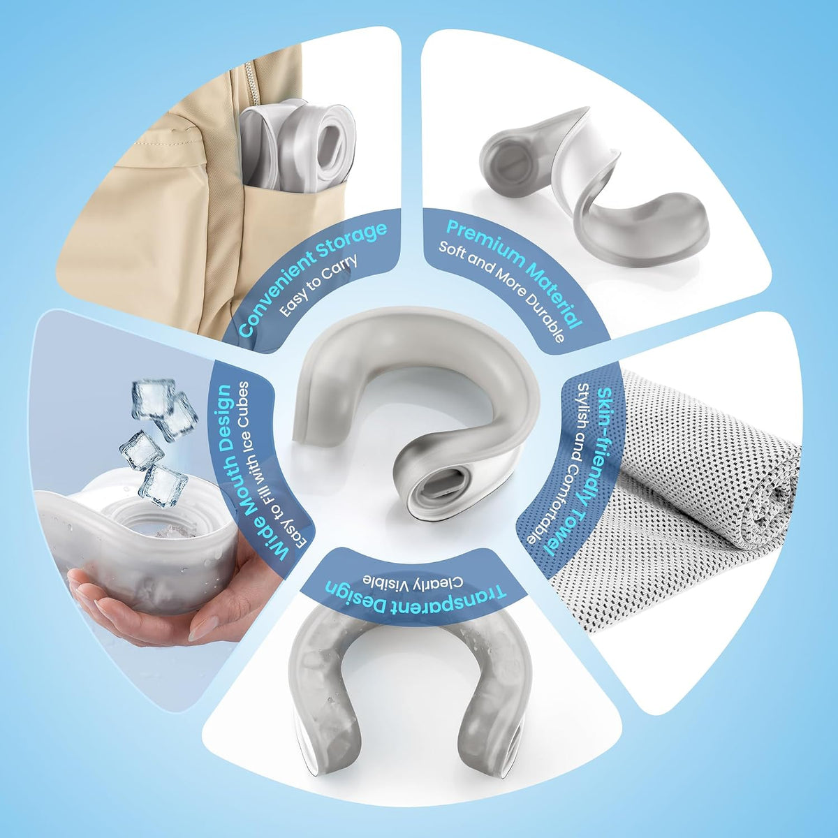 samply Reusable Ice Packs for Neck, Neck Ice Pack Wrap, Dove Gray