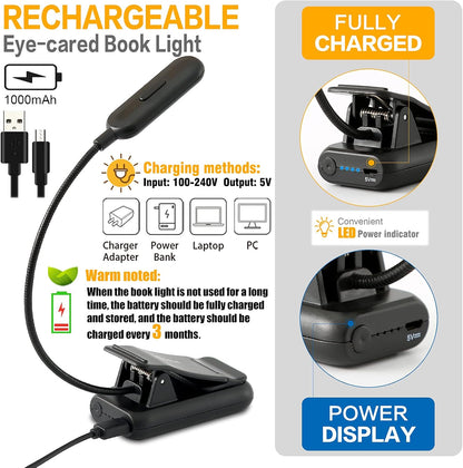 VAVOFO Rechargeable Book Light, Blue Light Blocking, Amber 1600K Clip On Reading Light, Eye Care 7 LEDs Kids Book Light for Reading in Bed with Power Indicator for Bookworms (Neon Orange)