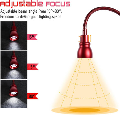 Zoomable Clip on Light, Clamp Reading Light for Dorm Bed Headboard, Dimmable Spotlight with 3 Color Temperature Options, 10 Dimmable Brightness Levels, Adjustable Beam Angle