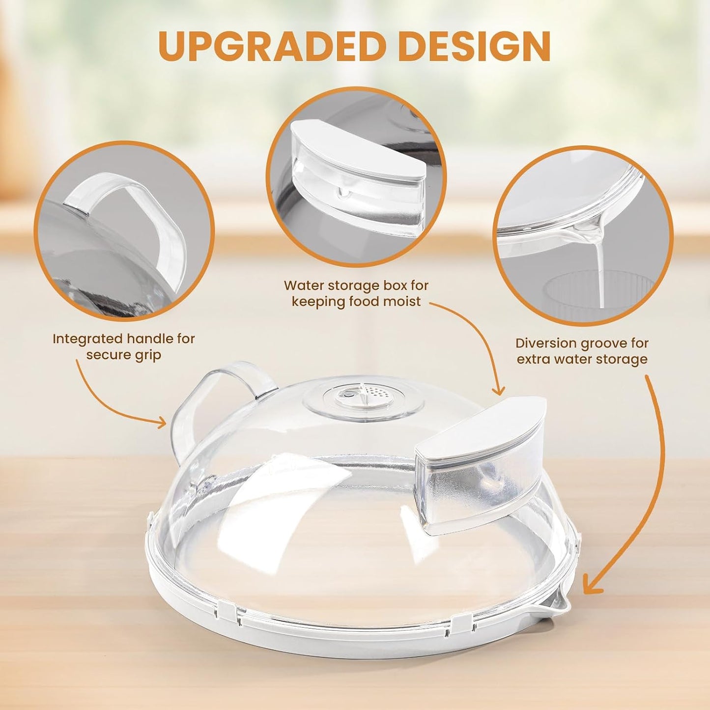 Microwave Splatter Cover with Water Steamer, Integrated Handle, 10 Inch | Microwave Food Cover with Water Reservoir to Keep Food Moist, Kitchen Essentials Gadgets, House Warming Gifts New Home