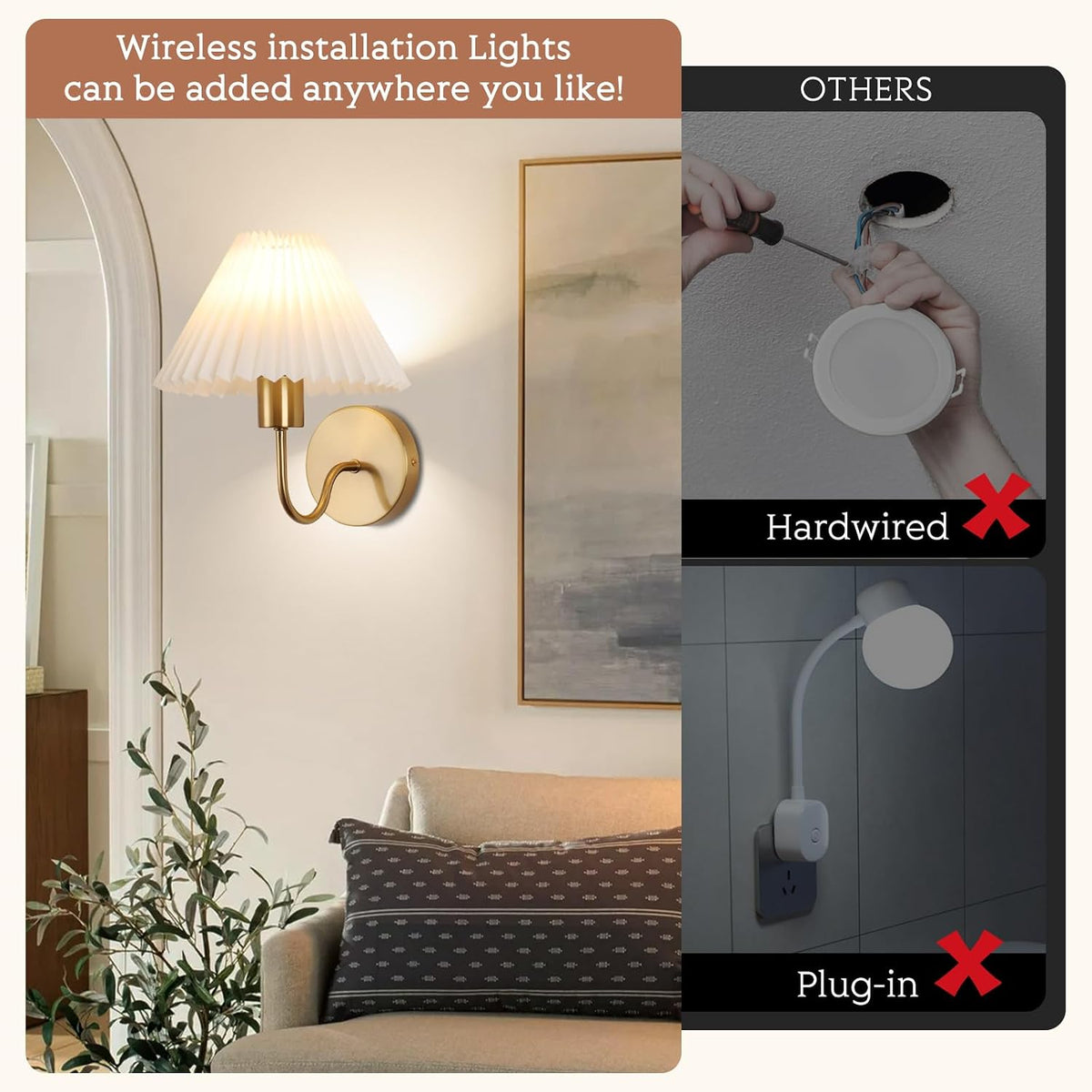 Rechargeable Battery Operated Wall Sconce Sets of 2, 15 Colors Wireless gooseneck Black Wall Lights Fixture with Dimmable Bulbs and Remote, Not Hardwired Wall Mounted Lamps for Bedroom Living Room