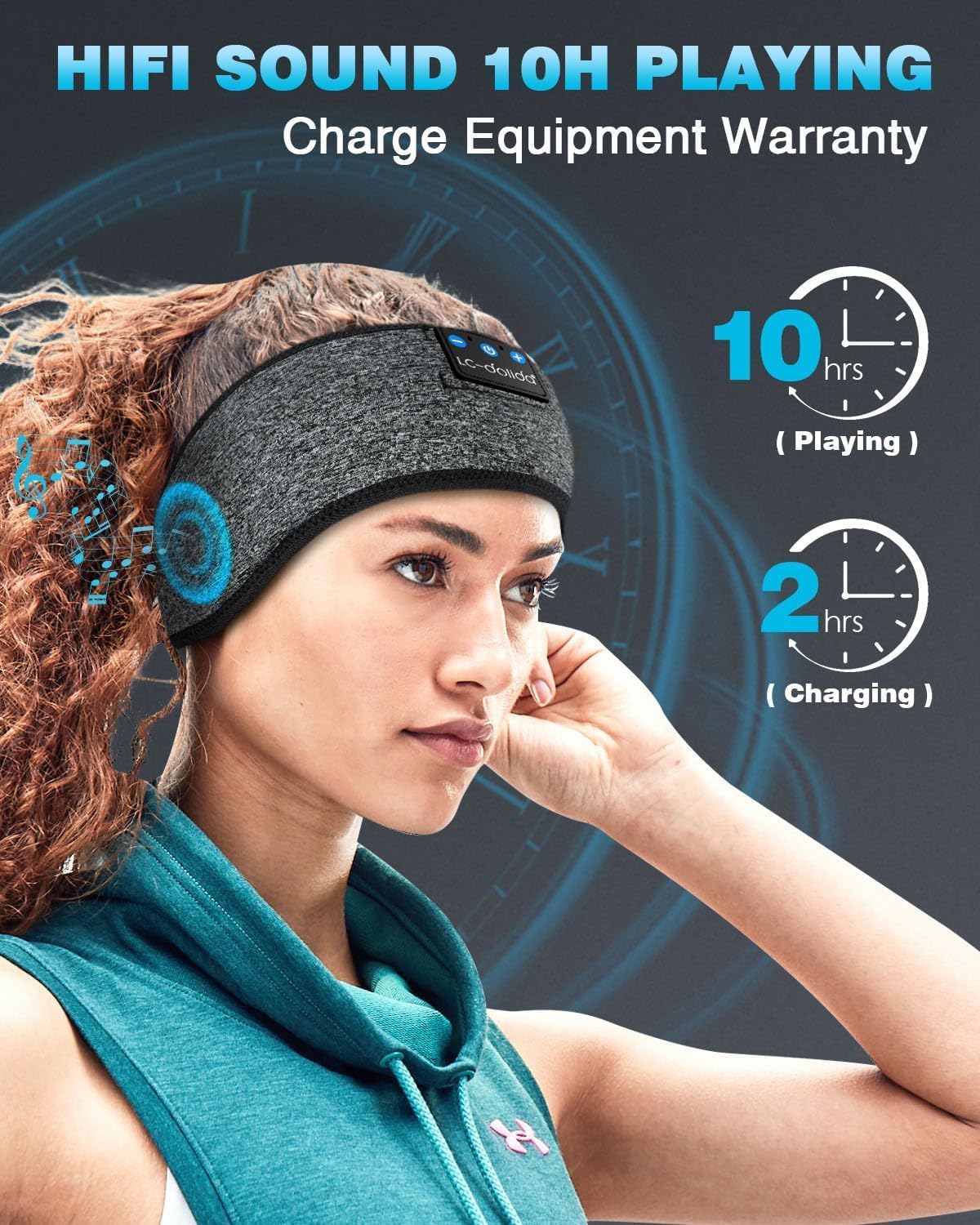 LC-dolida Sleep Headphones Bluetooth 5.4, Headband Headphones Earphones Wireless, Sleep Mask for Gifts,Workout,Jogging,Yoga(Purple)