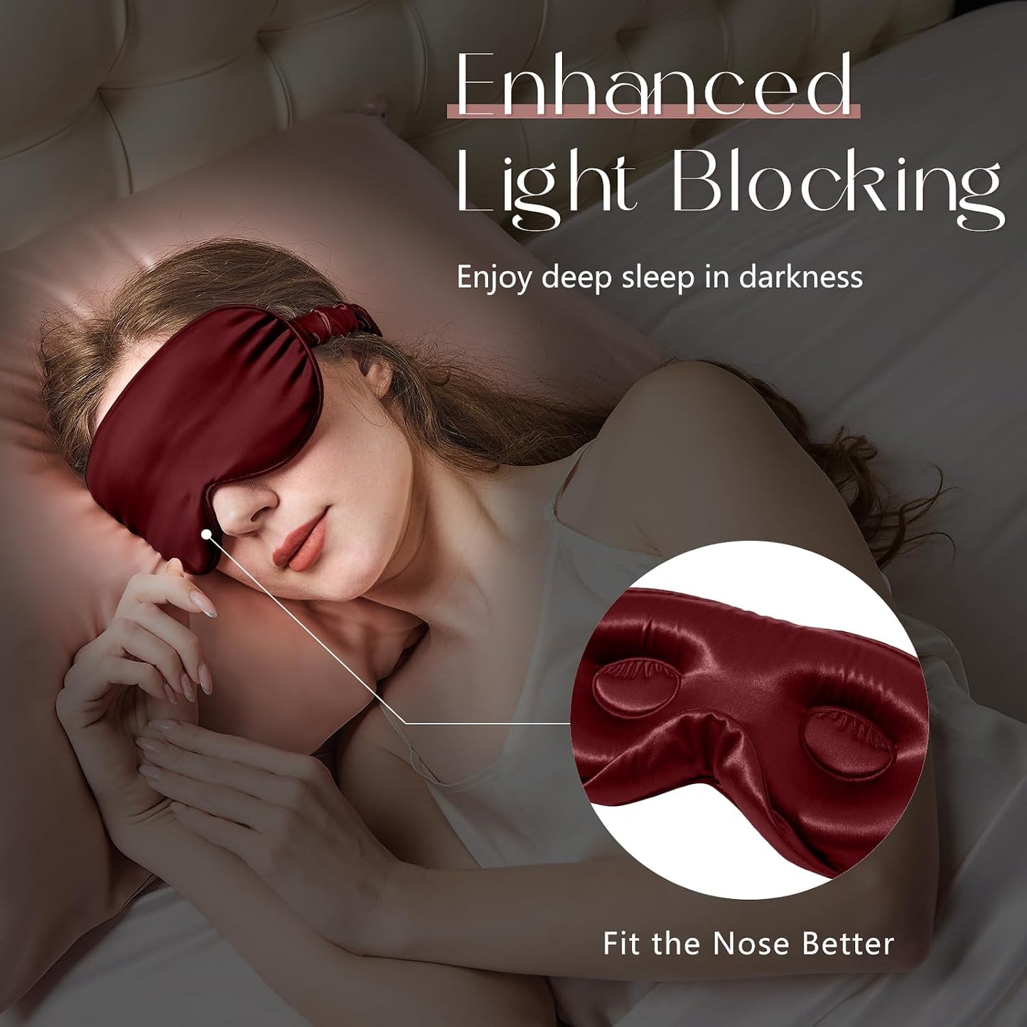 ZIMASILK Adjustable 3D 22 Momme 100% Mulberry Silk Sleep Mask | Upgraded Eye Mask for Sleeping - Soft & Breathable Blindfold - Blackout for Deep Sleeping (Pink)