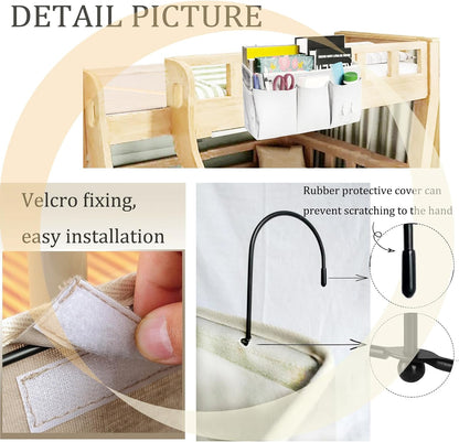 Bedside Caddy/Hanging basket Storage Organizer Bag for Bunk and Hospital Beds,College Dorm Bed，Can be Placed Glasses Books Mobile Phones (Grey 1)