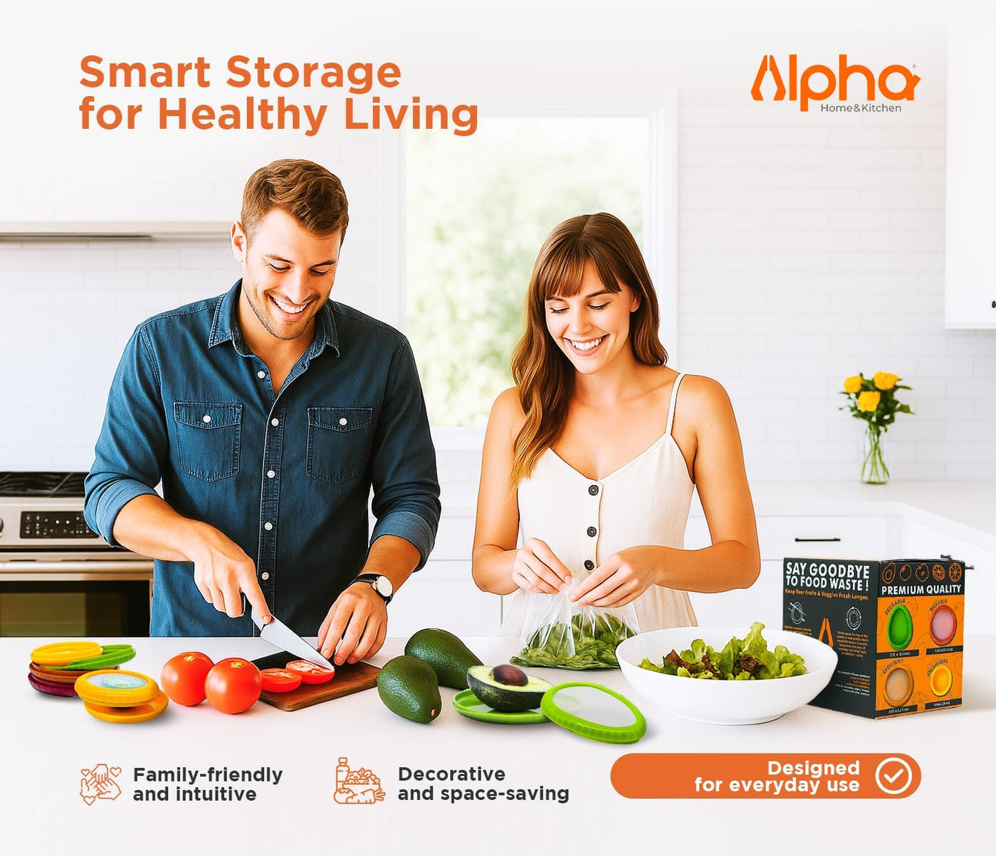 Avocado Saver & Onion Storage – Set of 4 BPA-Free Food Containers with Silicone Lids – Reusable Fruit and Veggie Savers, Fresh Pods for Food – Perfect for Tomato Holder, Garlic, Lemon & More | BPA-Free Reusable Fruit & Vegetable Savers with Flexible