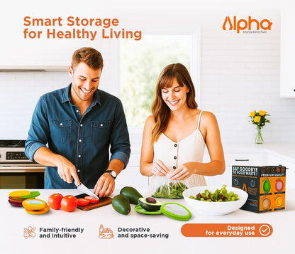Avocado Saver & Onion Storage – Set of 4 BPA-Free Food Containers with Silicone Lids – Reusable Fruit and Veggie Savers, Fresh Pods for Food – Perfect for Tomato Holder, Garlic, Lemon & More | BPA-Free Reusable Fruit & Vegetable Savers with Flexible