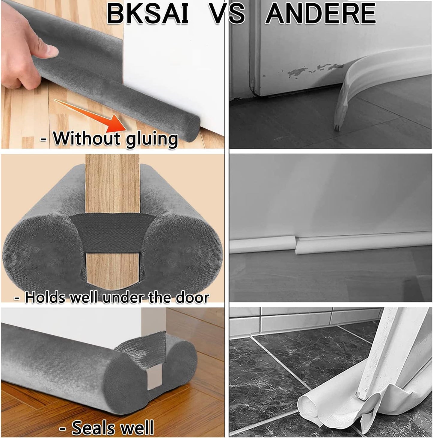 BKSAI Door Draft Stopper for Doors 29-35" No Adhesive Draft Stopper for Bottom of Door Draught Excluder Under Door Wind Blocker Reduce Noise Draught Excluder Sweep Sound Proof(Black) | No Adhesive, For Bottom of Door, Wind Blocker, Reduce Noise, Sound