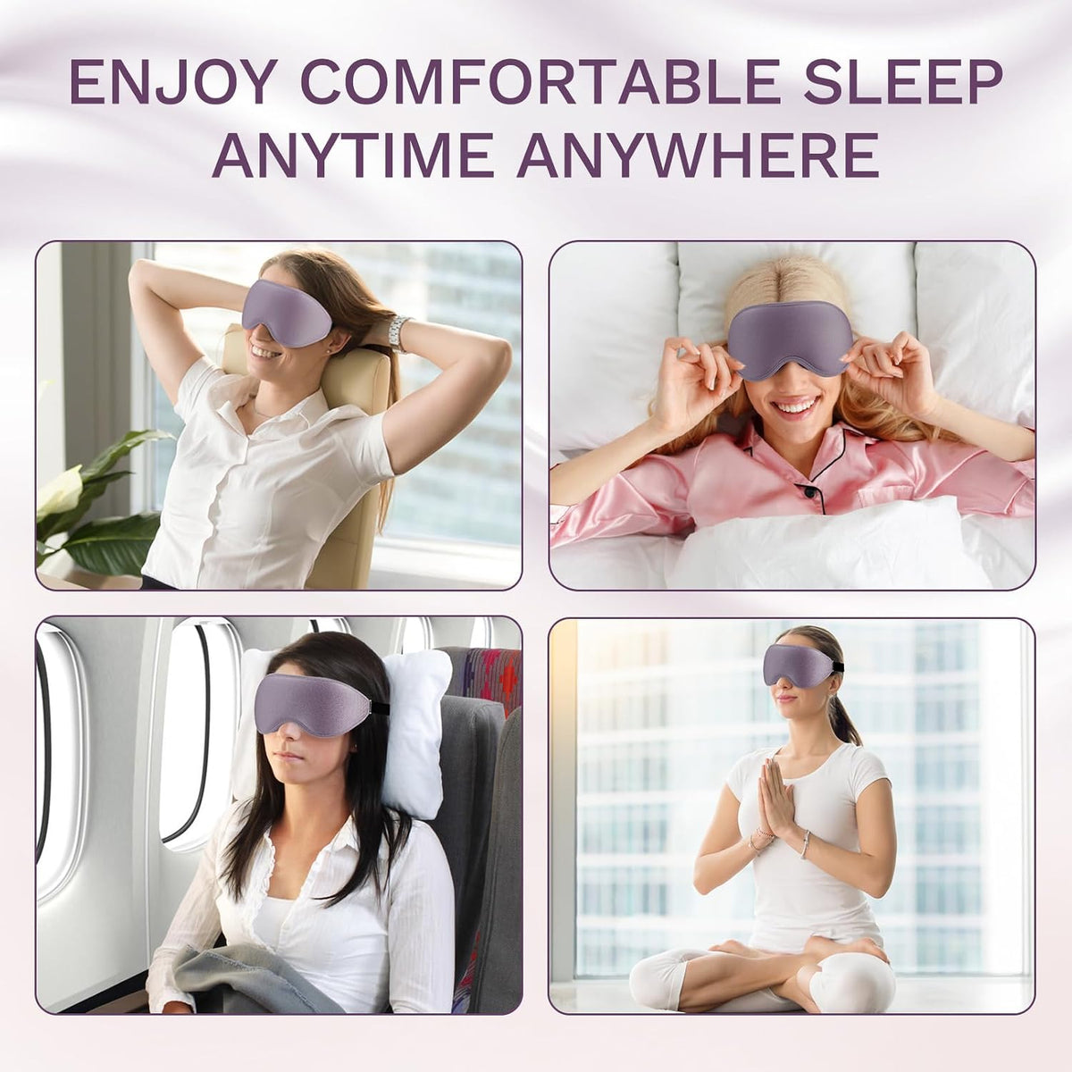 FlyCoco 99% Fully Block Out Light Eye Sleep Mask, 3D Deep Contoured Eyes Cover Zero Pressure, Long Lash Extension Eyes Mask with Adjustable Straps for Sleeping Travel Home Nap Rest Women Men (Pink)