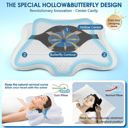 CHxxy Memory Foam Pillows, Cervical Pillow for Neck & Shoulder Pain Relief