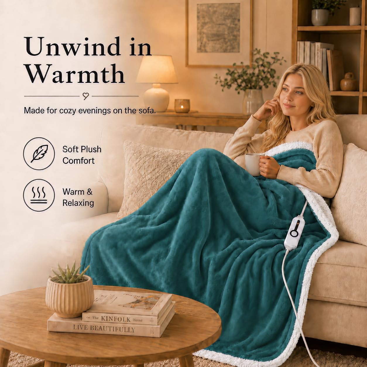 Electric Heated Blanket Full Size 72"x84" – Light Gray | ETL for Safe Overnight, 4 Heat Settings & 10H Auto Off, Dual-Sided Microplush Sherpa for Home Night, Machine washable