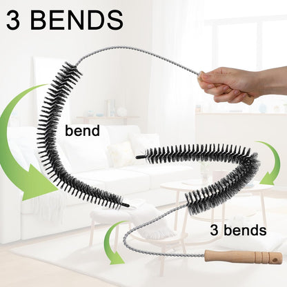 Dryer Lint Cleaner, Dryer Vent Cleaning Brush | Long Flexible with Wood Handle, Lint Brush for Dryer Vent, Quickly Lint Remover (Black, 29.53 inches )