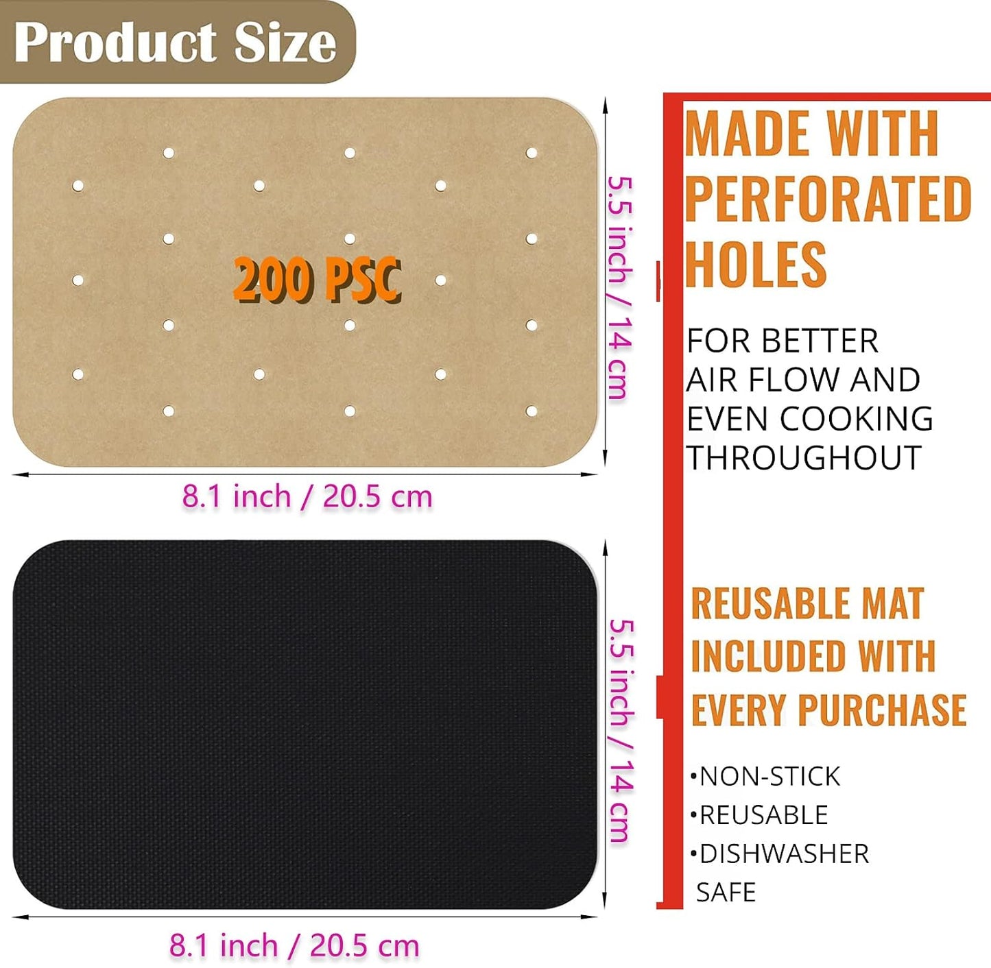 WMKGG Silicone Air Fryer Liners, 2PCS Air Fryer Silicone Liners | Reusable Rectangular Non-Stick Basket Accessories for Ninja Foodi Dual DZ201/DZ401 8-10QT