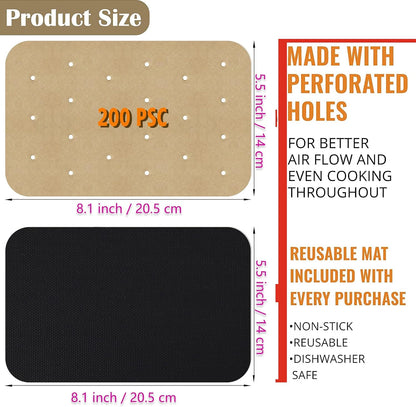 WMKGG Silicone Air Fryer Liners, 2PCS Air Fryer Silicone Liners | Reusable Rectangular Non-Stick Basket Accessories for Ninja Foodi Dual DZ201/DZ401 8-10QT