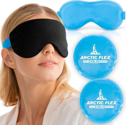 Artic Flex Heated & Cooling Eye Mask for Sleeping - Reusable Gel Ice Pack | For Tension Relief, Migraines, Skin Puffiness, Sleep - Hot & Cold Therapy Spa Treatment - Dry Eyes, Dark Circles, Eye Bags