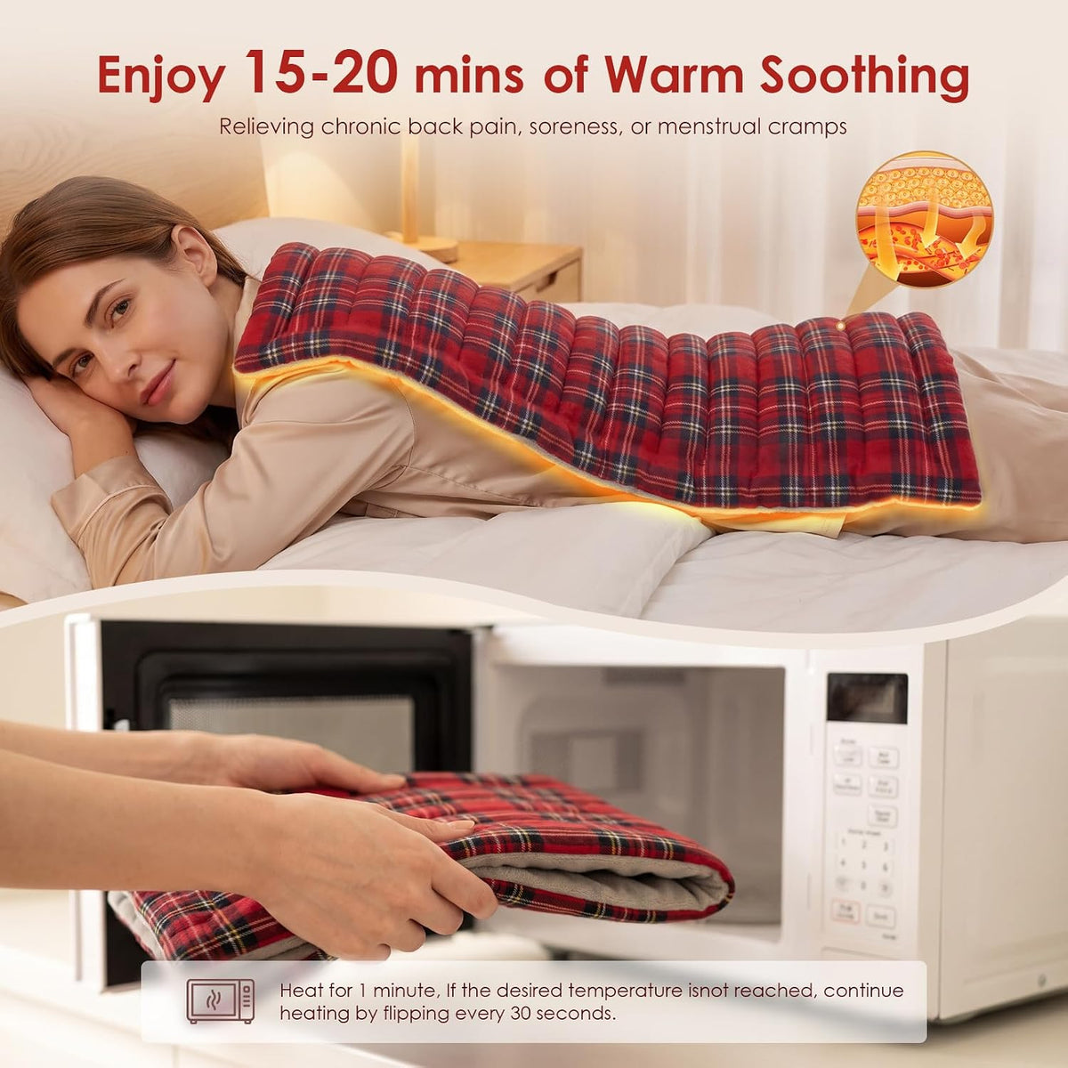 Microwave Heating Pad for Pain Relief, 8 x 18 Grey