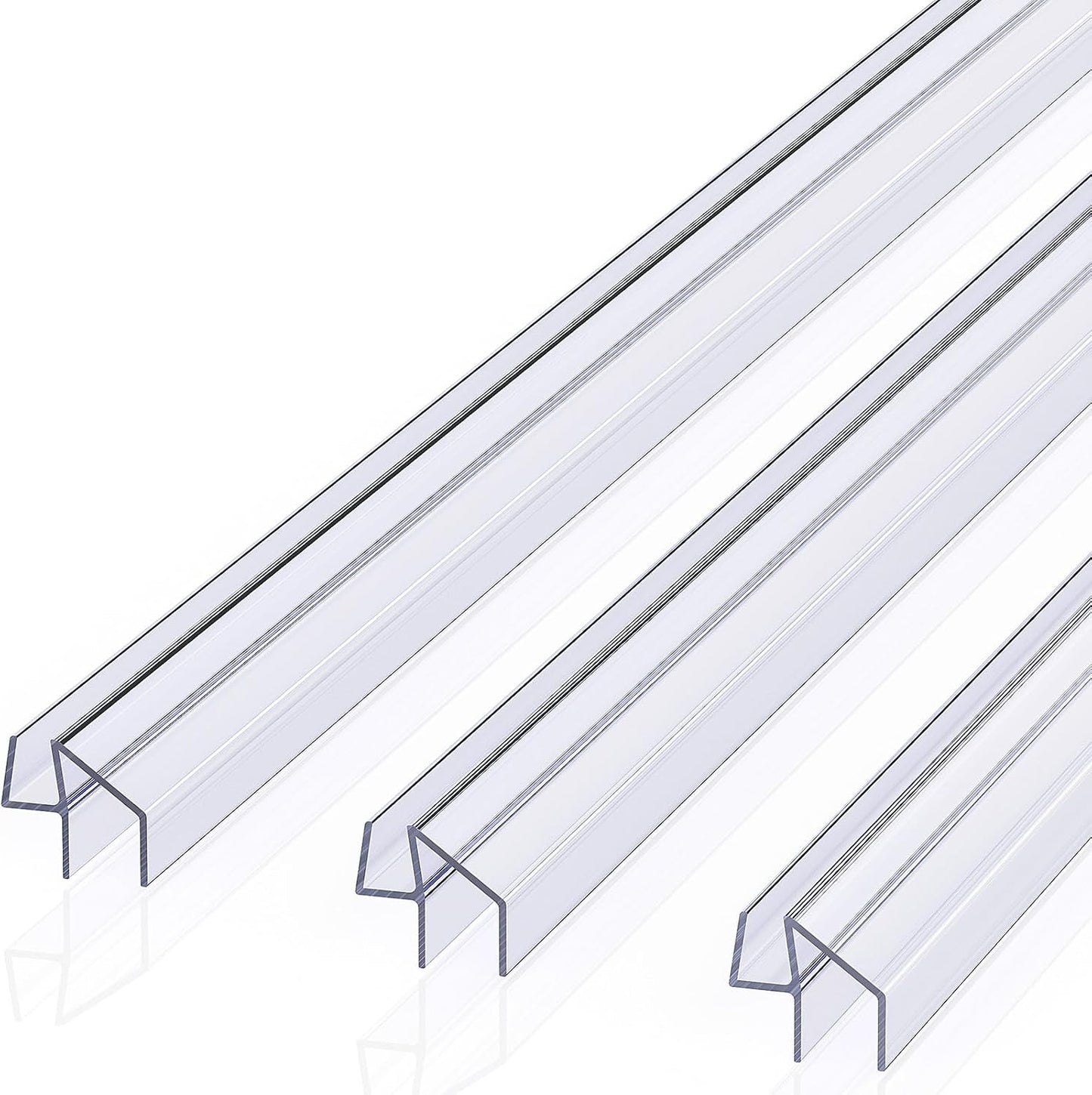 Delamu 3-Pack Shower Door Bottom Seal, 3/8''× 39'' Shower Door Sweep Strip | Shower Seal Strip for 3/8'' (10mm) Doors, Frameless Glass Shower Door Seal Strip Stop Shower Leaks and Create a Water Barrier