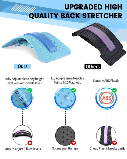 Back Stretcher Lumbar Backs Cracker with Magnet Backs Massager Lower Back Pain Relief Upgraded Multi-Level Support Stretcher Spinal Board Device for Herniated Disc, Sciatica, Scoliosis