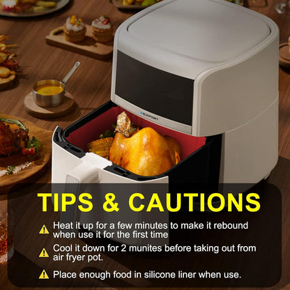Air Fryer Silicone Liners Square 2 Pack 7.1 Inch Airfryer Liners 4-7 QT Reusable Air Fryer Liners Silicone Pot Oven Liner Baking Tray, Air Fryer Basket Silicone Mat Bowl Air Fryer Accessories Kitchen