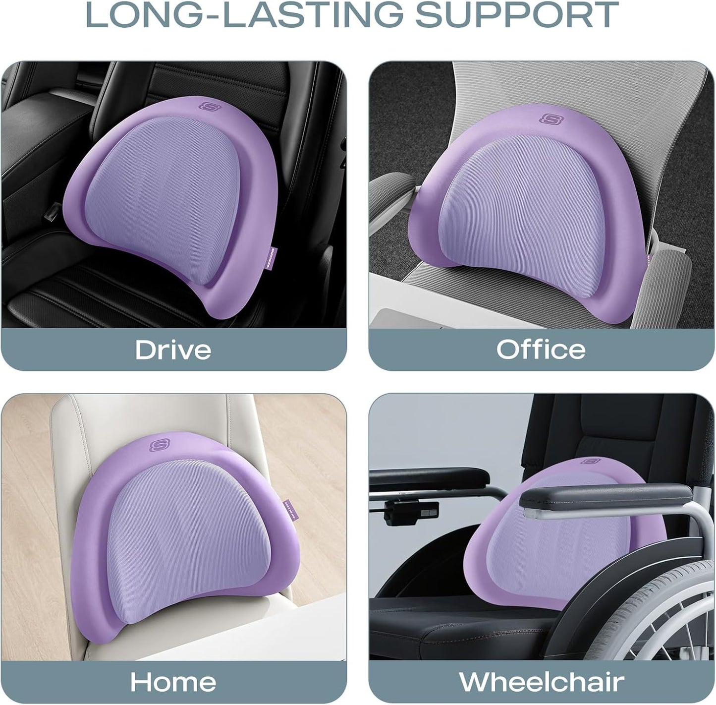 Skechers Lumbar Pillow Premium Memory Foam,Double-Layer-Office Chair Cushion for Tailbone Pain Relief,Butt Pillow for Office Chair,Car seat Cushion,Long Sitting Office Workers,and Car Drivers,Black