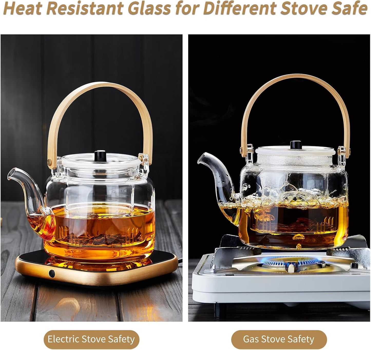Glass Teapot Set, 37OZ/1100ML Glass Tea Kettle with 4 Double Wall Teacups, Tea Pot with Infusers for Loose Tea, Stovetop & Microwave Safe Tea Maker