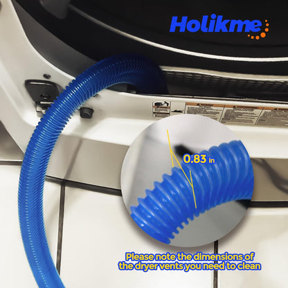 Holikme Dryer Vent Cleaner Kit 2Pack - Lint Vacuum Attachment & Brush | Blue Dryer Vent Vacuum Hose Attachment & Brush Reach Deep Traps - Remove Hidden Lint, Speed Drying & Reduce Fire Risk