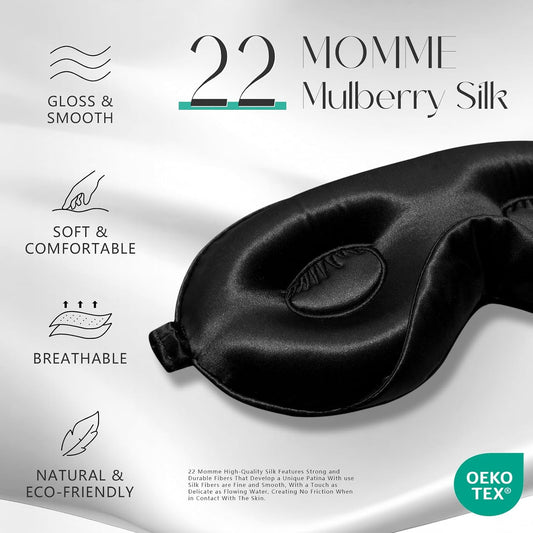 ZIMASILK Adjustable 3D 22 Momme 100% Mulberry Silk Sleep Mask | Upgraded Eye Mask for Sleeping - Soft & Breathable Blindfold - Blackout for Deep Sleeping (Pink)