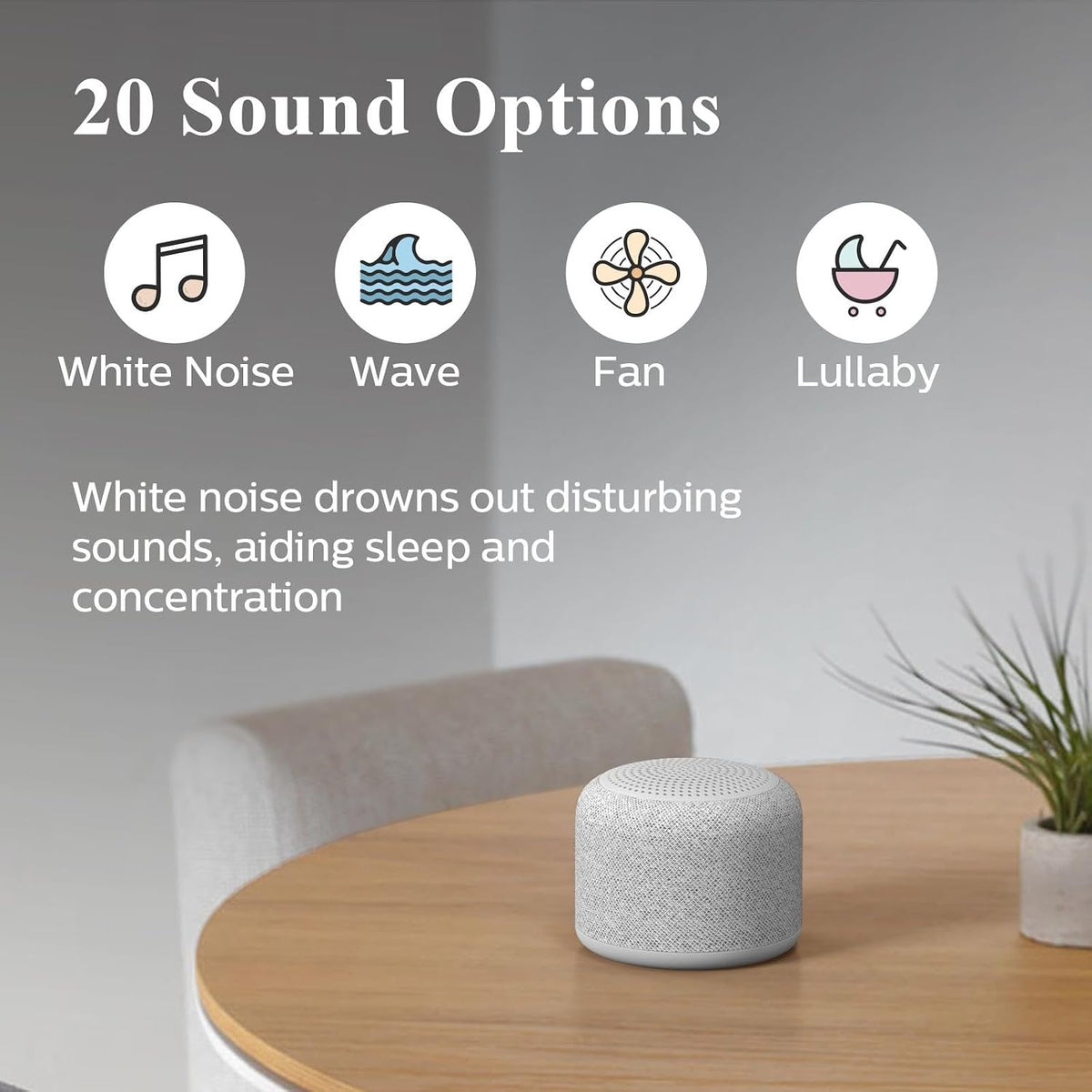 REACHER Travel White Noise Sound Machine, Small Bluetooth Speaker for Sleep