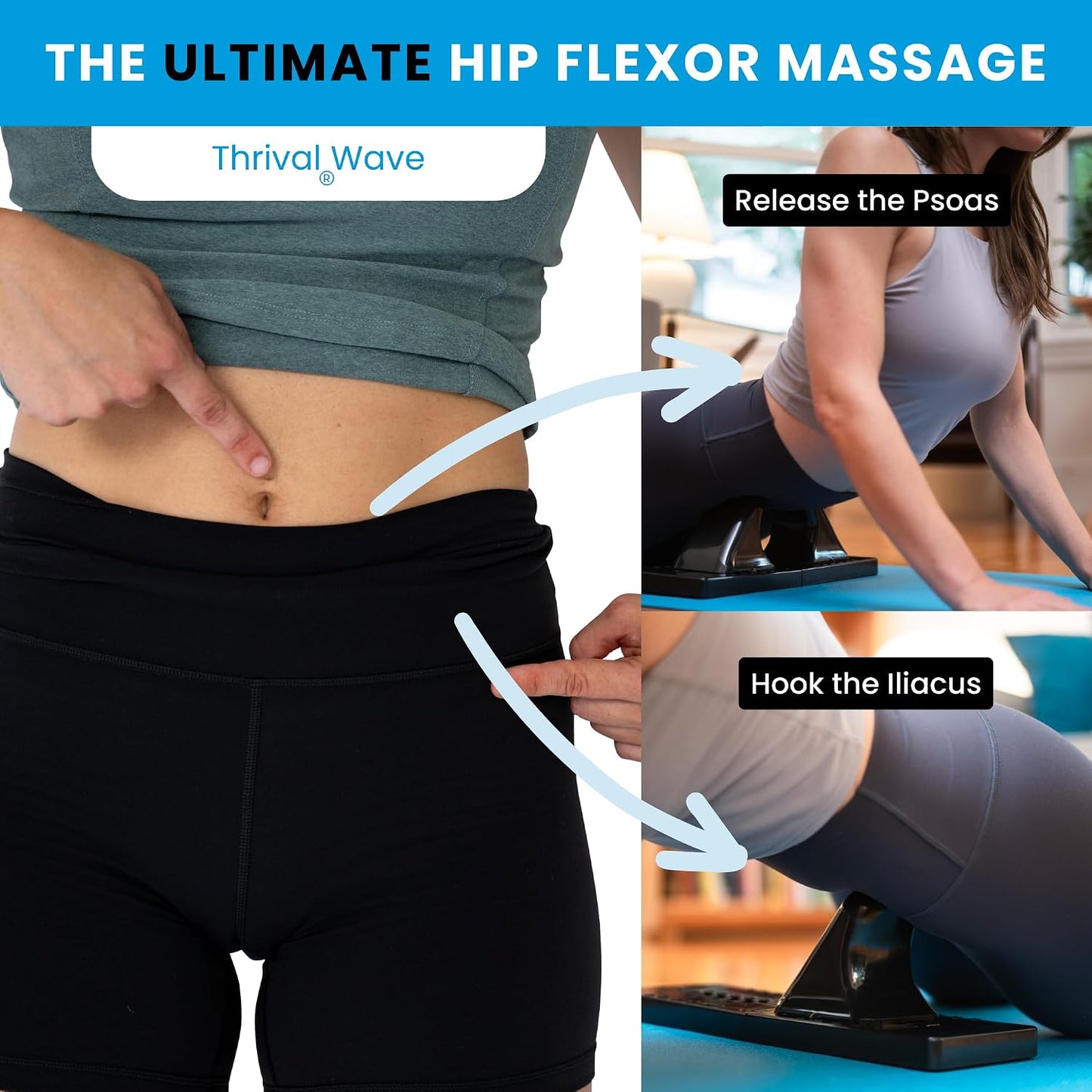 Arch Back Stretcher, Psoas Muscle Release Tool, Carbon Black | Fully Adjustable, Thrival App Compatible, Trigger Point Relief