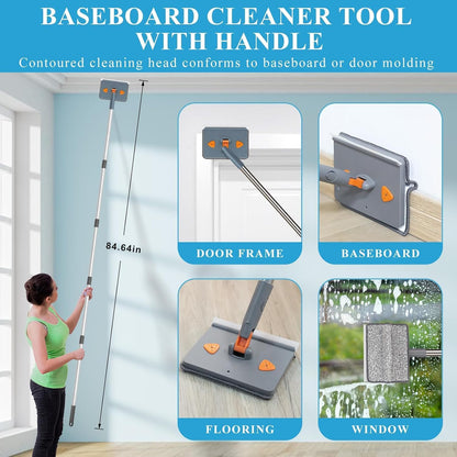 Microfiber Duster Kit 27pcs with 30 to 100 Inches Extension Pole and Wall Cleaner Mop, Washable and Bendable Feather Duster for Cleaning Ceiling Fans, High Ceilings, Cobwebs, Blinds, Grey