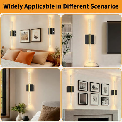 Battery Operated Sconces Set of 2, 28in Rechargeable Wireless Wall Lights
