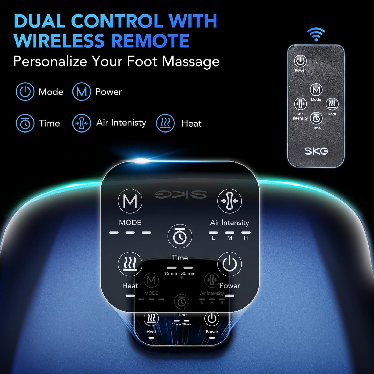 SKG YS100 Shiatsu Foot Massager with Heat for Plantar Fasciitis | Feet Massager with 3 Air Compression Modes, Size 5-13, Fits up to Size 13, Men Women Dad Gifts