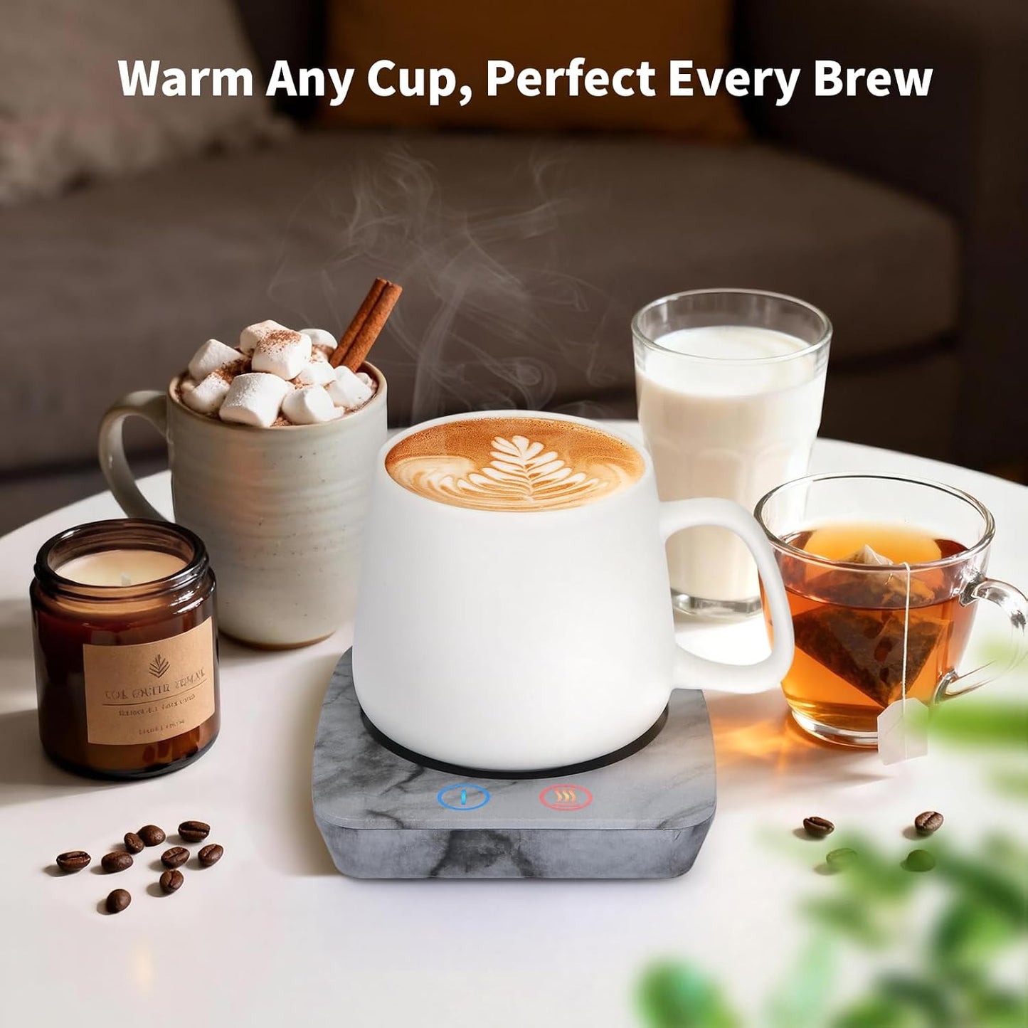 VOBAGA Coffee Mug Warmer, 4 Hours Auto Shut Off Cup Warmer for Office Home Desk with 3 Temperature Settings, Electric Beverage Warmer for Cocoa,Tea, Milk, Soup, for Coffee Gifts, Sky Blue (No Cup)