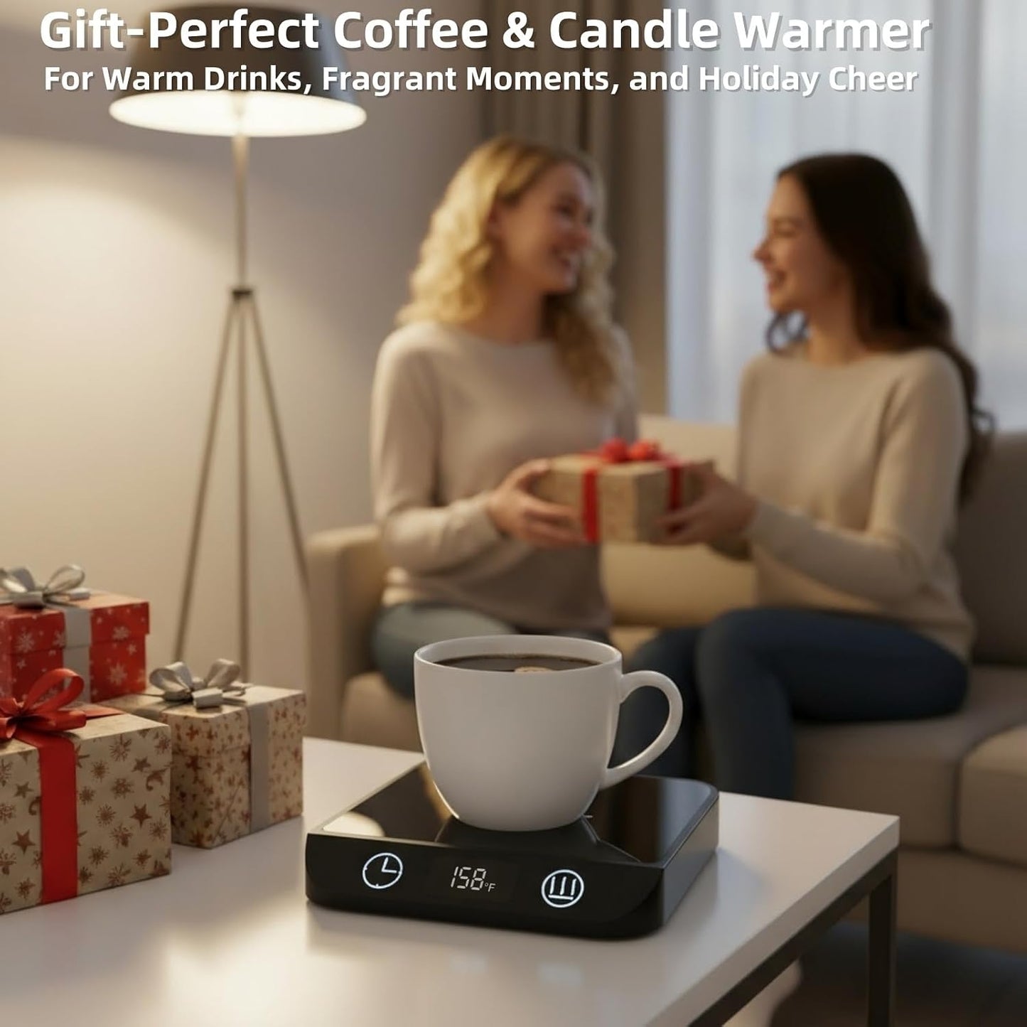Coffee Mug Warmer & Candle Warmer 2-in-1, 46W Smart Cup Warmer for Desk | 6 Temperature Settings, 12-Hr Timer & 4-Hr Auto Shut-Off, Gift for Coffee Lovers, Home Office & Desk Warmer