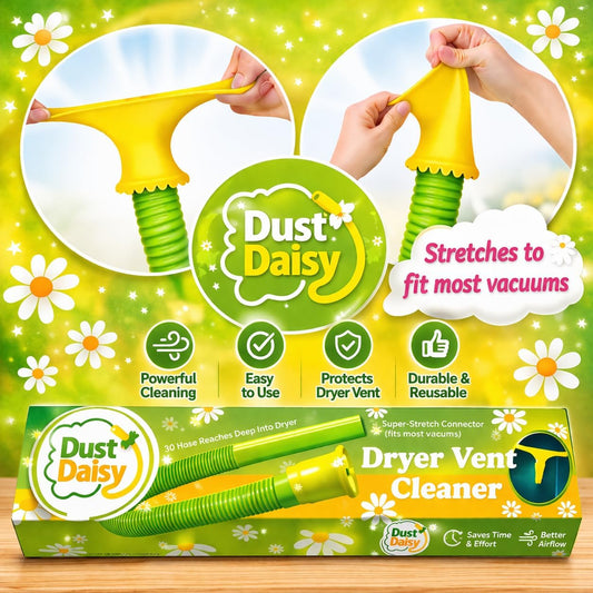 Dust Daisy Slip-On Dryer Vent Cleaner Kit, 30" Long | Vacuum Hose Attachment, Universal Connector, Lint Remover, Fits Most Vacuum Cleaners