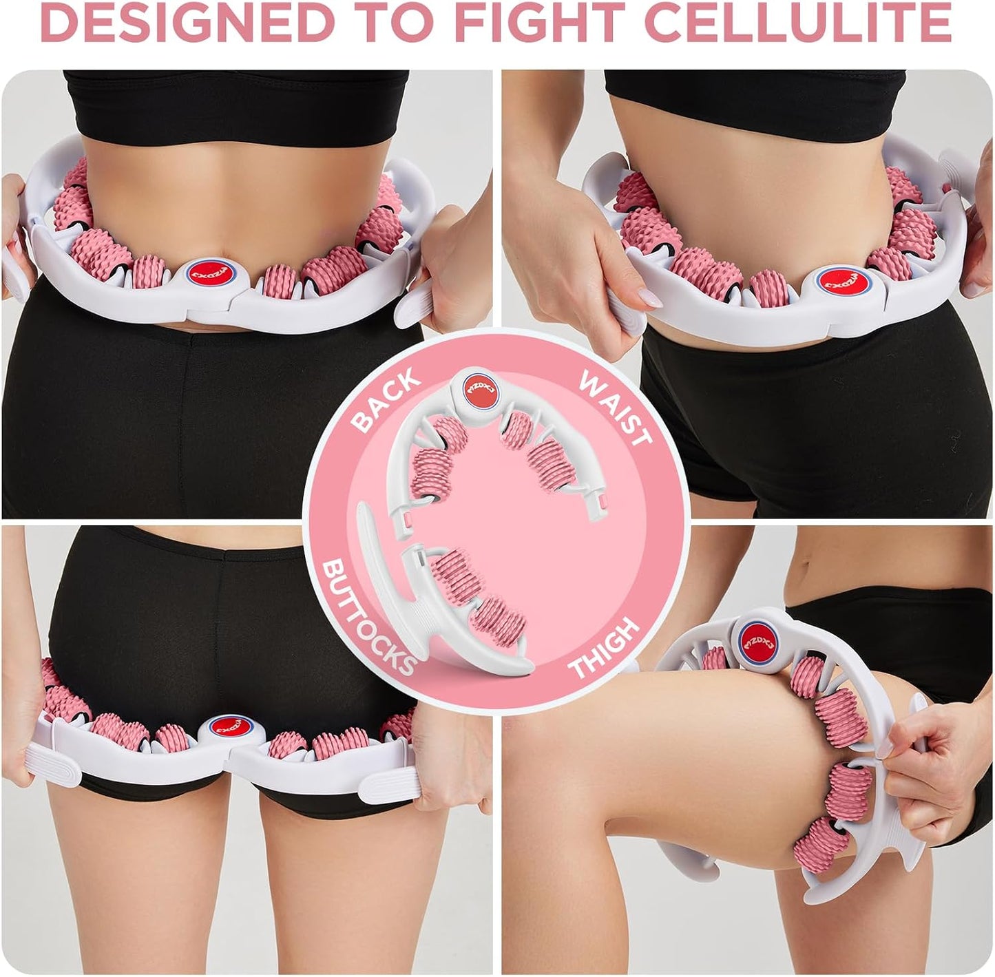 Cellulite Massage Tool - Lymphatic Drainage Massager - Muscle Roller, Deep Fascia Massage, Dimpled Skin Removal, Legs/Thighs/Buttocks, Anti-Cellulite Roller, Smooth Skin (14 Wheel - Green)