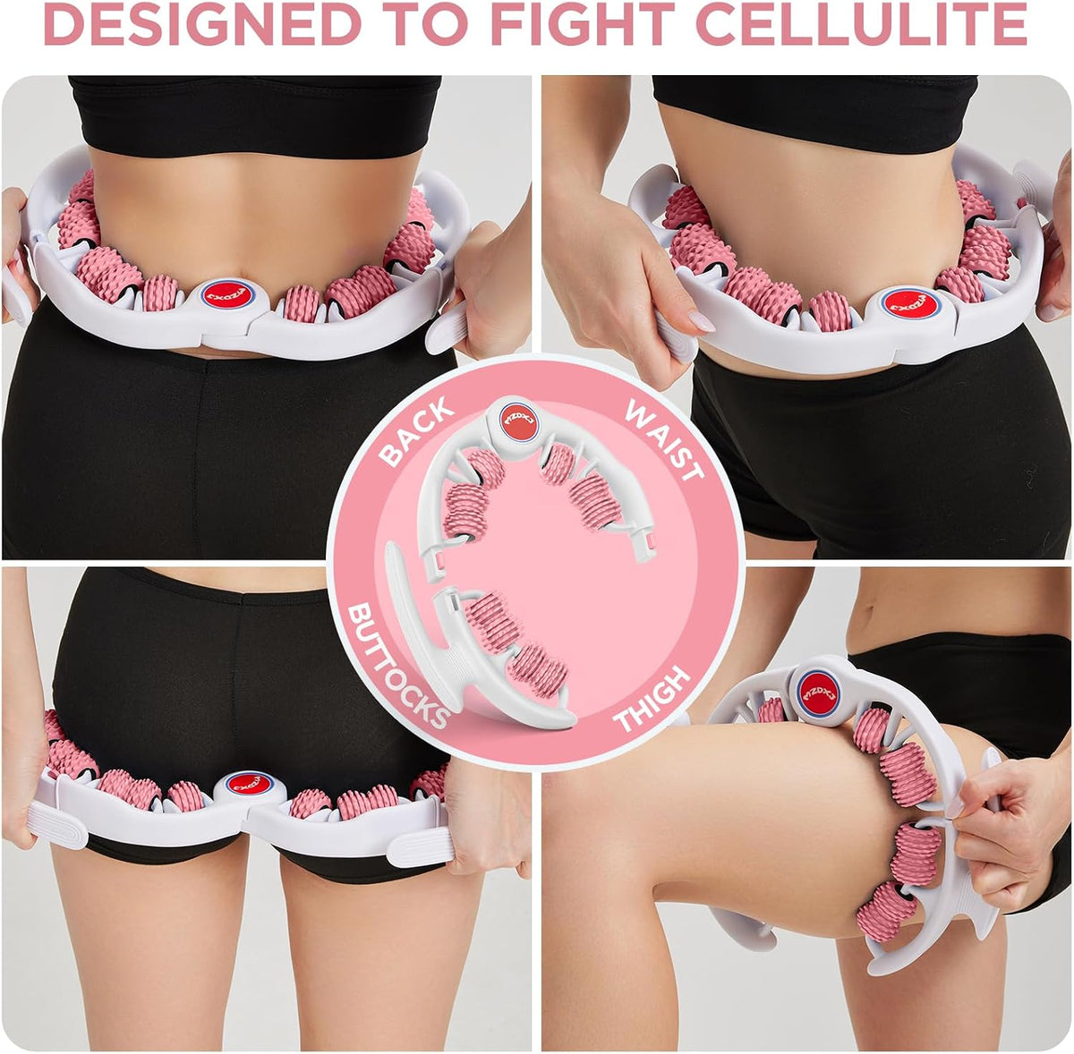 Cellulite Massage Tool - Lymphatic Drainage Massager - Muscle Roller, Deep Fascia Massage, Dimpled Skin Removal, Legs/Thighs/Buttocks, Anti-Cellulite Roller, Smooth Skin (14 Wheel - Green)