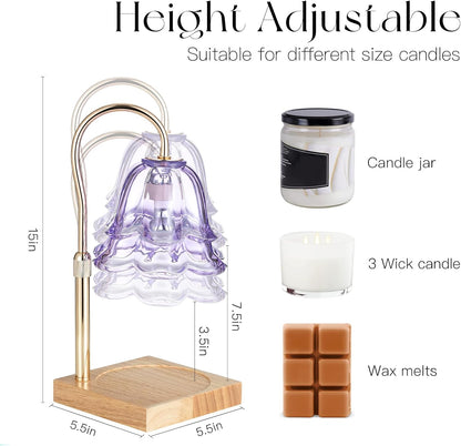 Candeldo Candle Warmer Lamp with Timer, Gold Flower Glass Shade