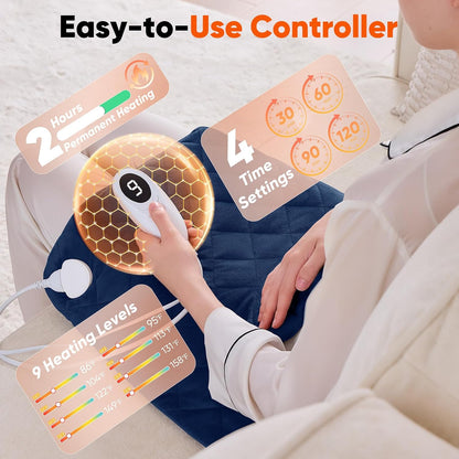 Weighted Heating Pad for Neck Shoulders and Back, Mothers Day Gifts for Mom Wife Grandma, Birthday Gifts for Women Men Dad, Instant Electric Heated Blanket with 9 Heat Options 4 Auto-Off Timer, Grey
